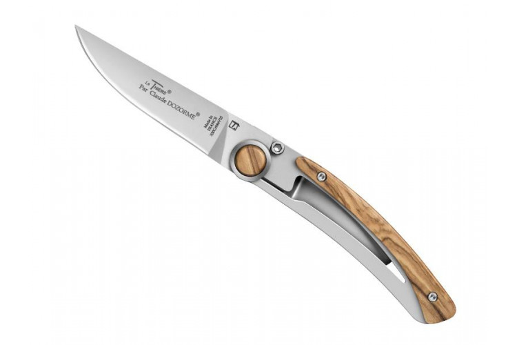 Couteau pliant Le Thiers Liner Lock Claude Dozorme bois d'olivier 10,5cm