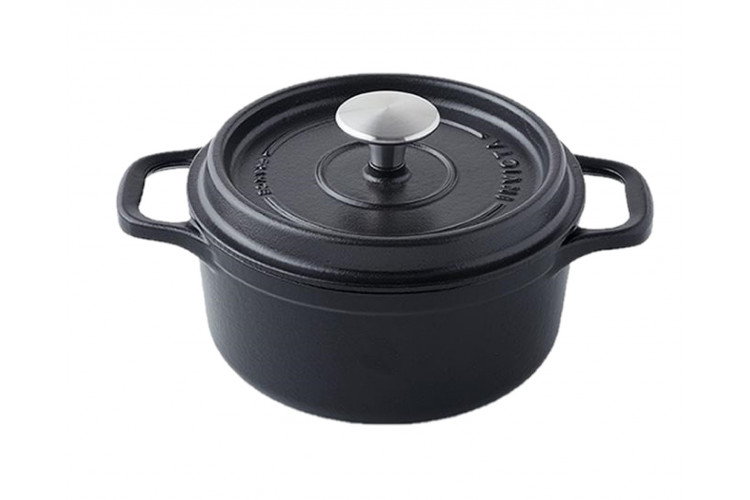 Cocotte ronde Invicta en fonte &eacute;maill&eacute;e noire 18cm