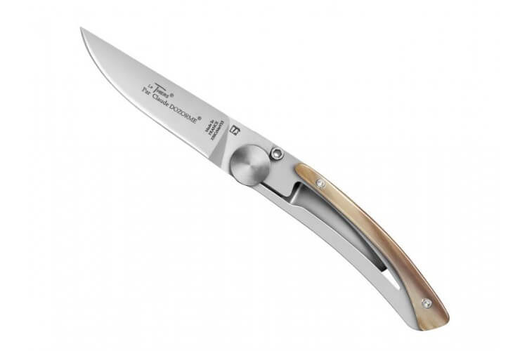 Couteau pliant Le Thiers Liner Lock Claude Dozorme corne claire 10,5 cm