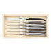Coffret 6 couteaux Laguiole G.DAVID 21cm inox manche façon corne noire mitre inox