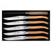 Coffret couteaux Laguiole G.DAVID, 6 couteaux table 23 cm inox manche olivier, mitre inox brossé, guilloché