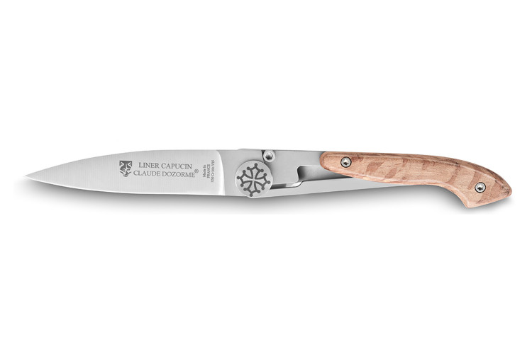 Couteau pliant Capucin Claude Dozorme manche ch&ecirc;ne vert 12cm