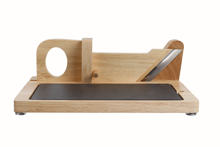 Guillotine &agrave; saucisson bois Livoo avec plateau ardoise