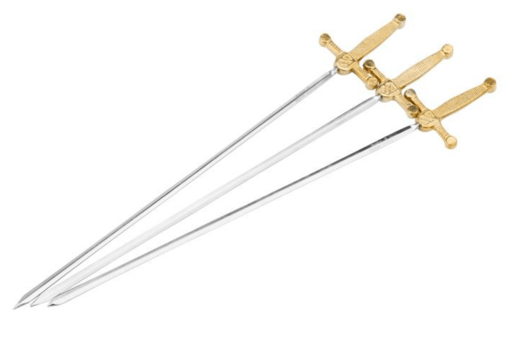Set de 3 pics &agrave; brochettes "Schwert" Westmark 32cm acier inox