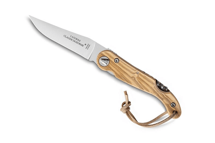 Couteau pliant Laguiole Claude Dozorme manche olivier 12cm avec tire-bouchon