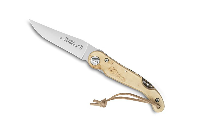 Couteau pliant Laguiole Claude Dozorme manche bouleau 12cm avec tire-bouchon