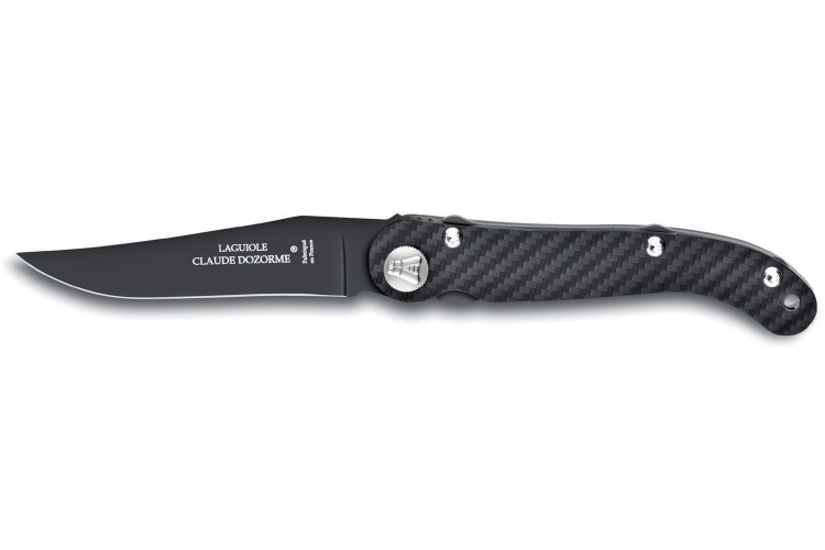 Couteau pliant Laguiole Claude Dozorme noir manche carbone 12cm