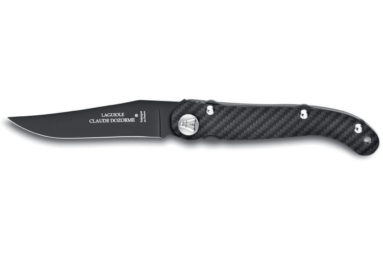 Couteau pliant Laguiole Claude Dozorme noir manche carbone 12cm