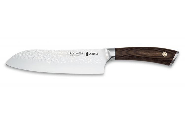 Couteau Santoku 3 Claveles Sakura manche pakka 17,5cm 