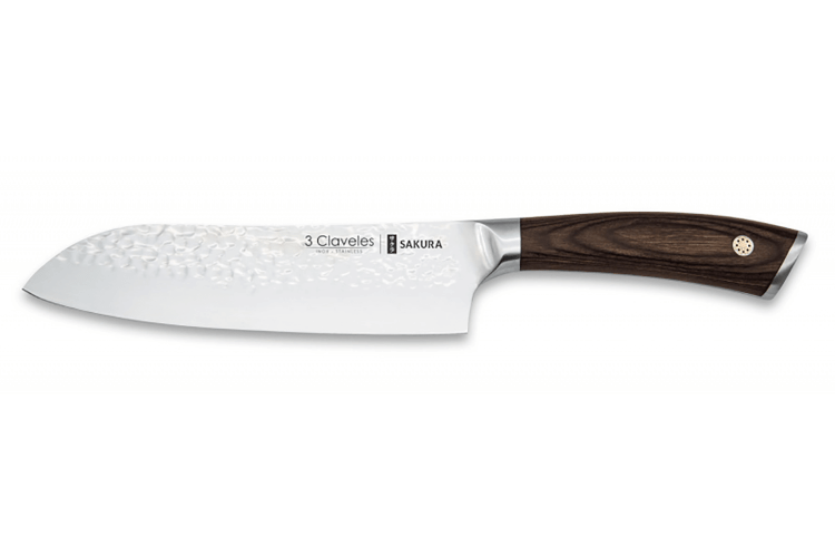 Couteau Santoku 3 Claveles Sakura manche pakka 17,5cm 