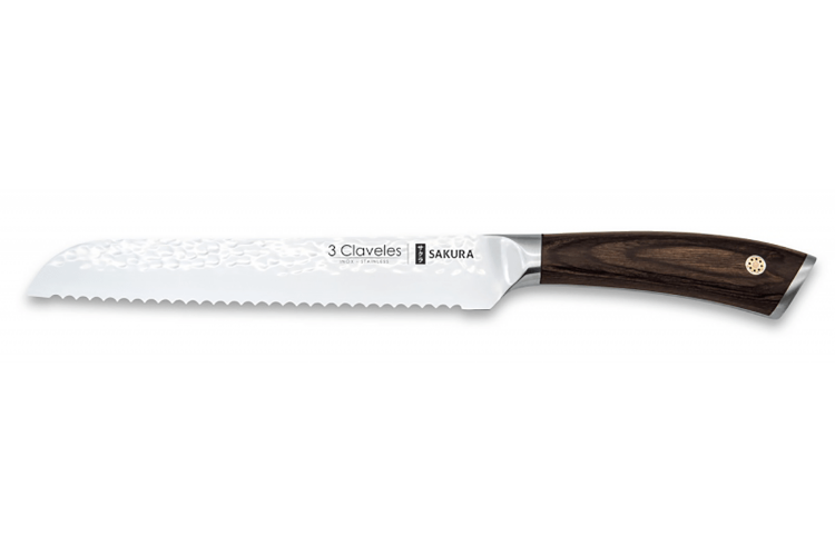 Couteau &agrave; pain 3 Claveles Sakura manche pakka 19cm 