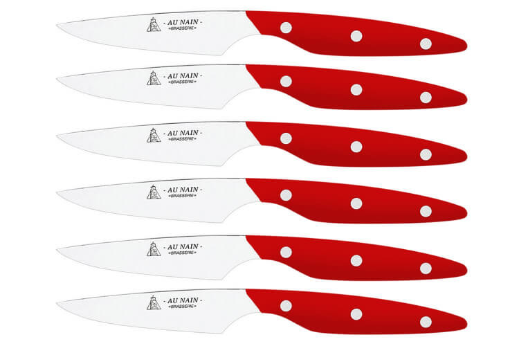 Coffret de 6 couteaux à steak Brasserie Au Nain rouge pastello lame lisse