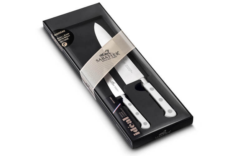 Coffret Sabatier 2 couteaux Toque blanche Office + Chef 100% forgés