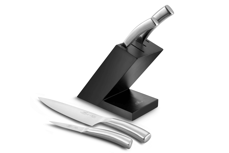 Bloc noir Sabatier International 4 couteaux tout en acier inox