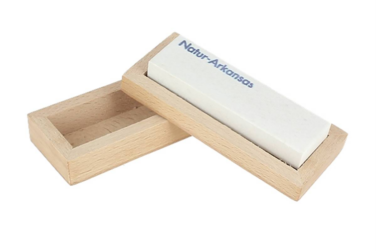 Pierre naturelle d'Arkansas grain ultra fin avec support en bois