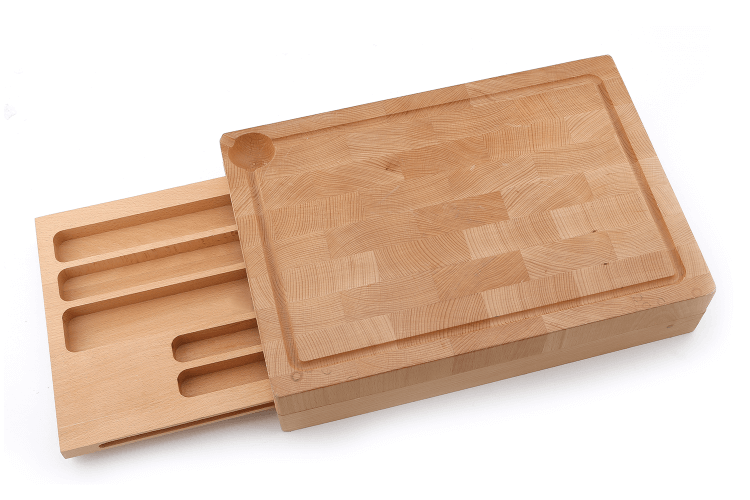 Planche à découper Sabatier International en hêtre + tiroir de rangement coulissant