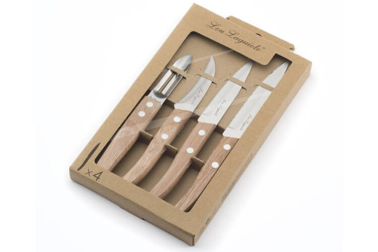 Coffret Lou Laguiole Essentiel 4 couteaux FOREST bois nature