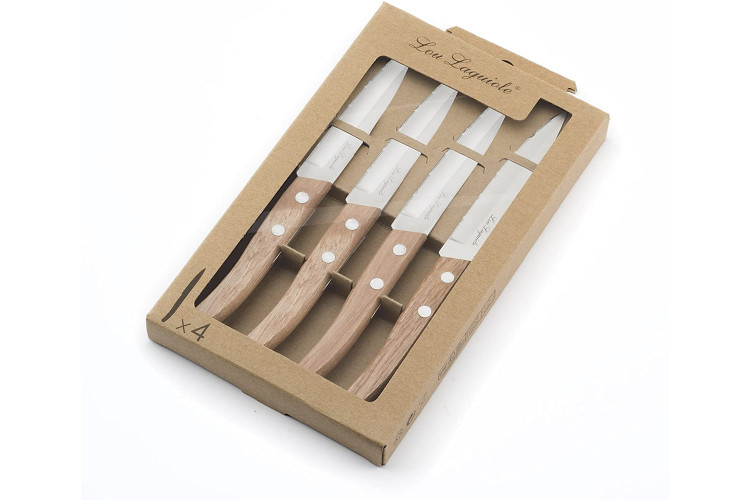 Coffret 4 couteaux d'office dentel&eacute;s Lou Laguiole Util FOREST bois nature