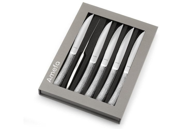Coffret 6 couteaux &agrave; steak Amefa Bongo XL tout inox