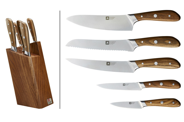 Bloc 5 couteaux de cuisine Richardson Scandi manche fr&ecirc;ne