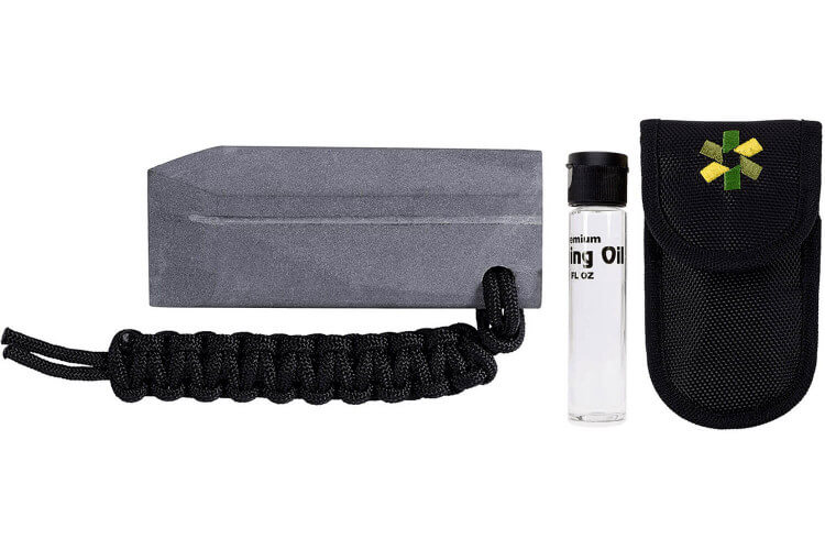 Pierre naturelle tactique d'Arkansas RH PREYDA grain extra-fin avec huile + étui en nylon