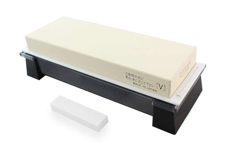 Pierre &agrave; aiguiser japonaise Suehiro Cerax c&eacute;ramique grains 3000 sur socle - Taille L