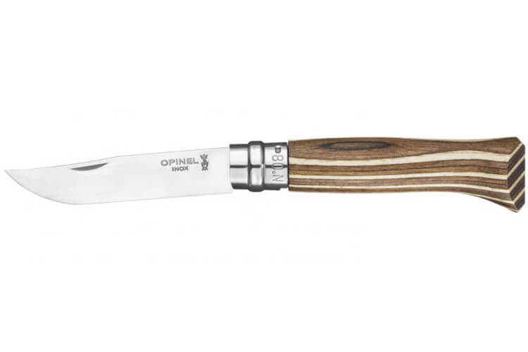 Opinel tradition n°8 lame acier inoxydable 8,5cm virole tournante bouleau lamellé