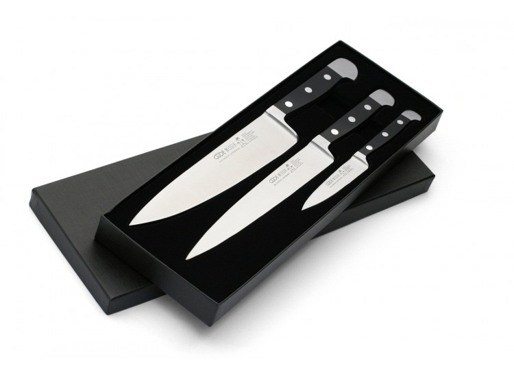 Coffret G&uuml;de 3 couteaux forg&eacute; Alpha G&uuml;de