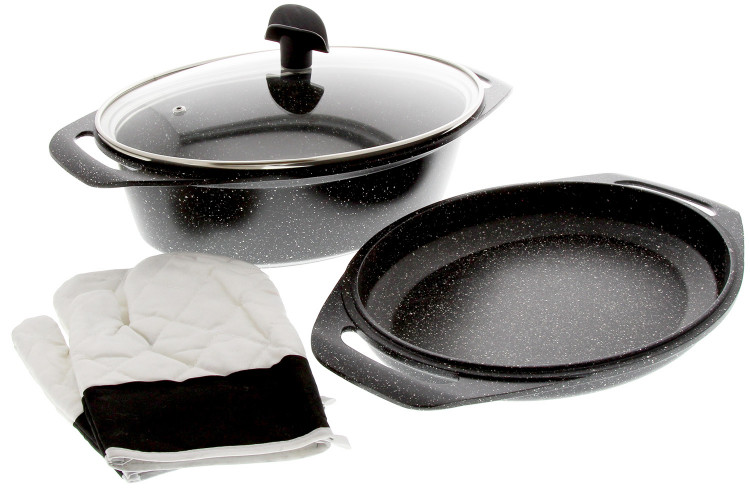 Marmite 3 pi&egrave;ces Pradel Excellence Premium 33,5 x 25 cm fa&ccedil;on pierre tous feux/ induction