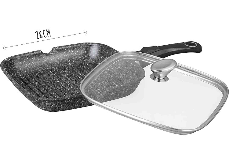 Po&ecirc;le grill en fonte Pradel Excellence Premium 28x28cm fa&ccedil;on pierre tous feux/ induction