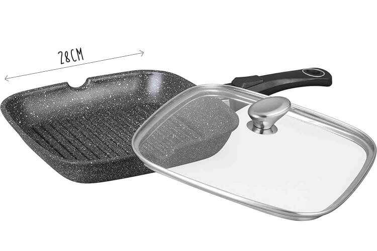 Poêle grill en fonte Pradel Excellence Premium 28x28cm façon pierre tous feux/ induction