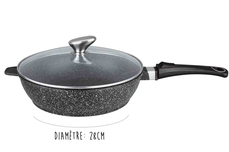 Sauteuse en fonte Pradel Excellence Premium 28cm fa&ccedil;on pierre tous feux/ induction
