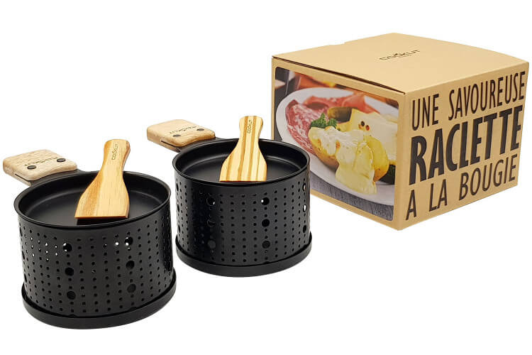 Coffret service à raclette à la bougie Cookut Lumi services individuels poêlons et spatules