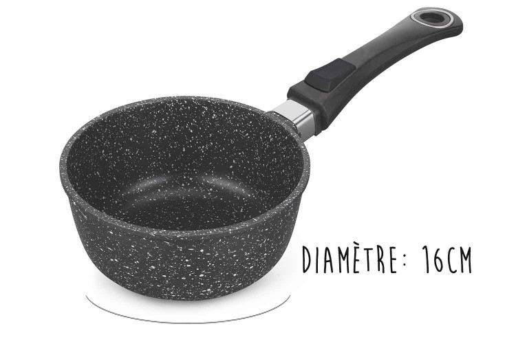 Casserole en fonte Pradel Excellence Premium 16cm fa&ccedil;on pierre tous feux/ induction