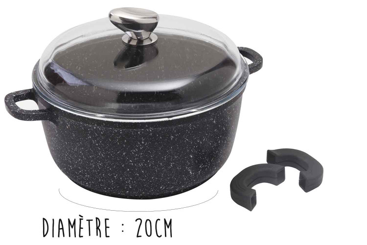 Faitout en fonte Pradel Excellence Premium 20cm fa&ccedil;on pierre tous feux/ induction