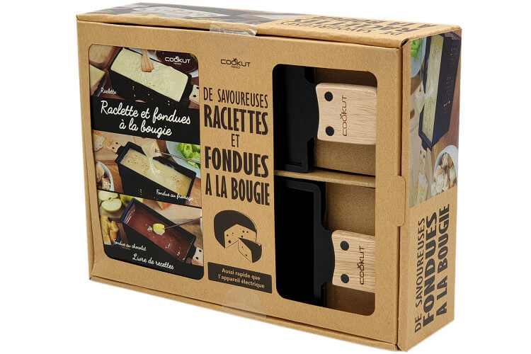 Coffret cadeau Cookut fondue au fromage, fondue au chocolat et raclette à la bougie