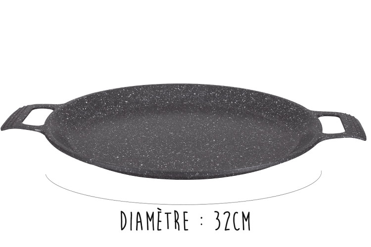 Plat &agrave; pizza en fonte Pradel Excellence Premium 32cm fa&ccedil;on pierre tous feux/ induction