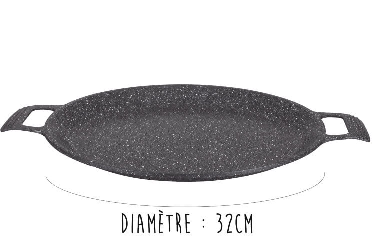 Plat à pizza en fonte Pradel Excellence Premium 32cm façon pierre tous feux/ induction