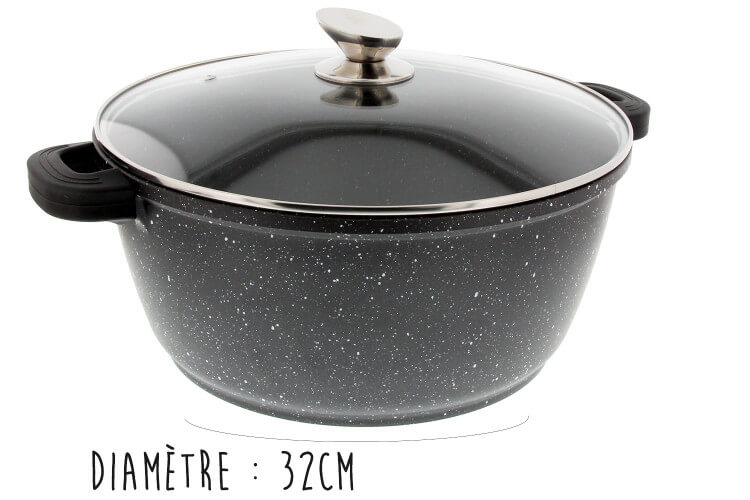 Faitout en fonte Pradel Excellence Premium 32cm façon pierre tous feux/ induction