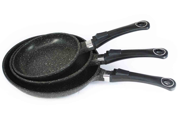 Set de 3 po&ecirc;les en fonte Pradel Excellence Onda 20/24/28cm tous feux/ induction