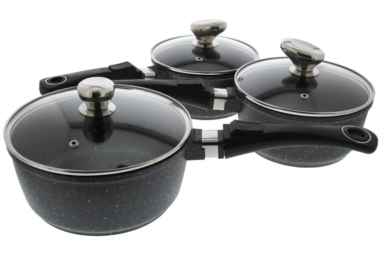 Set de 3 casseroles Pradel Excellence Onda 16/18/20cm tous feux/ induction - 3 manches amovibles