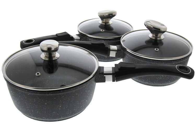 Set de 3 casseroles Pradel Excellence Onda 16/18/20cm tous feux/ induction - 3 manches amovibles