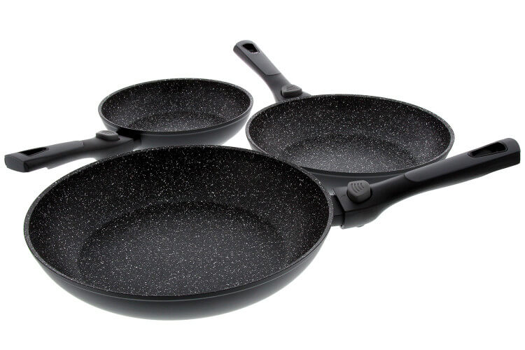 Set de 3 poêles pierra Pradel Excellence Onda 20/24/28cm tous feux/ induction