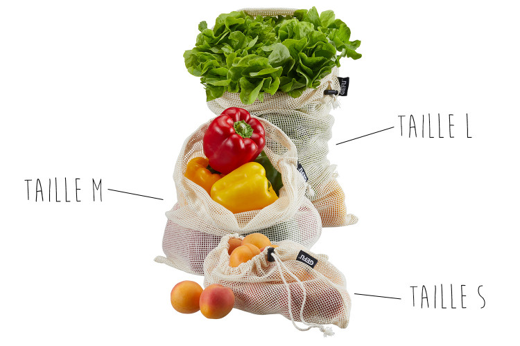 Sacs r&eacute;utilisables Gefu Aware pour fruits et l&eacute;gumes - 3 pi&egrave;ces