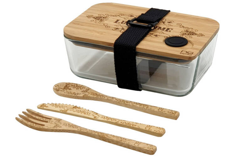 Coffret Cookut Nu bento box verre et bambou zéro déchet + couverts