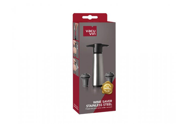 Coffret Wine Saver Vacu-Vin acier 5 pi&egrave;ces