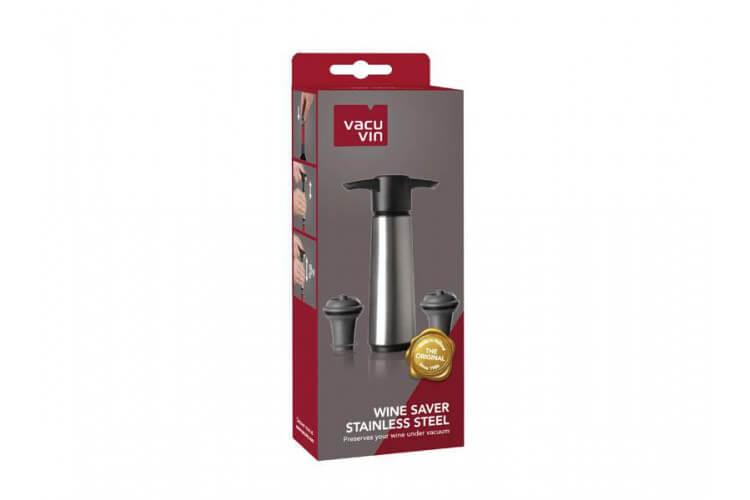 Coffret Wine Saver Vacu-Vin acier 5 pièces