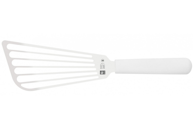 Spatule ajour&eacute;e Icel 17cm inox manche blanc