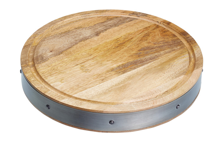 Billot de boucher rond et &eacute;pais style industriel 36x5cm Kitchen Craft