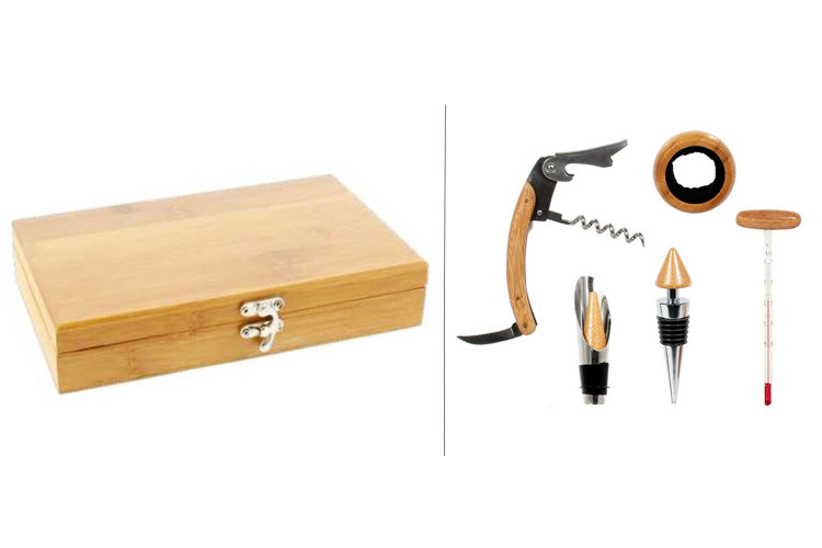 Coffret sommelier Pradel Excellence 5 pi&egrave;ces bambou